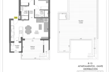 Rzut - Dom na sprzedaż 2 pokoje o powierzchni 73,15 m² - numer 1-2 w Domy w zamku Montemar - 44815514