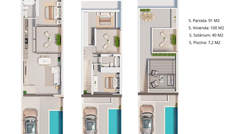 Rzut - Dom na sprzedaż 3 pokoje o powierzchni 100 m² - numer 1 w Domy szeregowe w San Pedro del Pinatar - 27473445