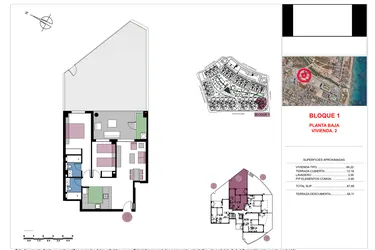 Rzut - Mieszkanie na sprzedaż 3 pokoje o powierzchni 87,8 m² - numer 0-2 w Apartamenty w Mil Palmeras - 71919041