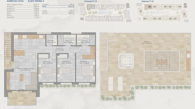 Rzut - Dom na sprzedaż 3 pokoje o powierzchni 78,15 m² - numer B-s w Domy w Torre-Pacheco - 81397791