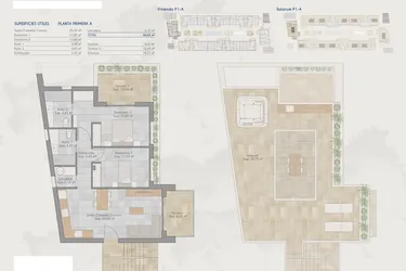 Rzut - Dom na sprzedaż 3 pokoje o powierzchni 78,72 m² - numer A w Domy w Torre-Pacheco - 81397791