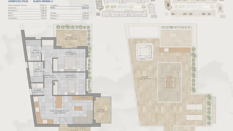 Rzut - Dom na sprzedaż 3 pokoje o powierzchni 78,72 m² - numer A w Domy w Torre-Pacheco - 81397791