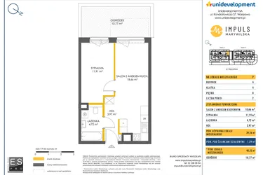 Rzut - Mieszkanie na sprzedaż 2 pokoje o powierzchni 39,26 m² - numer A/7 w Impuls Marywilska