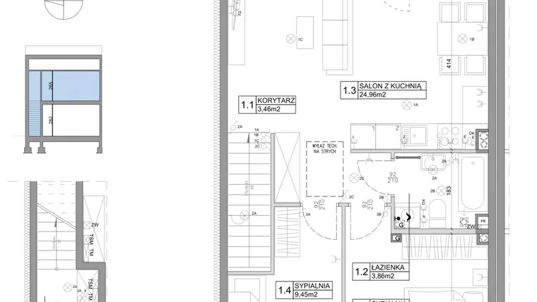 Rzut - Mieszkanie na sprzedaż 3 pokoje o powierzchni 61,95 m² - numer 50 w Boska Ksawerowska IV