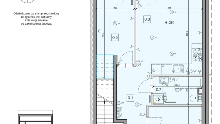 Rzut - Mieszkanie na sprzedaż 3 pokoje o powierzchni 49,7 m² - numer 57 w Boska Ksawerowska IV