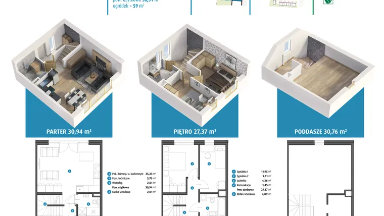 Rzut - Dom na sprzedaż 3 pokoje o powierzchni 58,31 m² - numer 15b w Leszczyńskiego 25