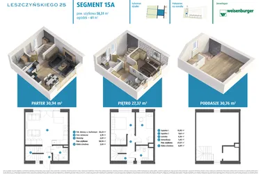 Rzut - Dom na sprzedaż 3 pokoje o powierzchni 58,31 m² - numer 15a w Leszczyńskiego 25