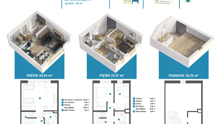 Rzut - Dom na sprzedaż 3 pokoje o powierzchni 58,31 m² - numer 15a w Leszczyńskiego 25