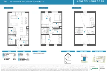 Rzut - Dom na sprzedaż 3 pokoje o powierzchni 84,68 m² - numer 12b w Leszczyńskiego 25