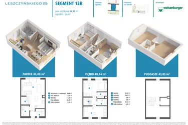 Rzut - Dom na sprzedaż 3 pokoje o powierzchni 84,12 m² - numer 12b w Leszczyńskiego 25
