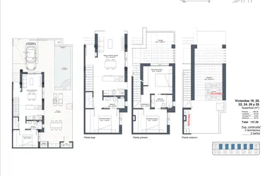 Rzut - Dom na sprzedaż 4 pokoje o powierzchni 137,2 m² - numer 18 w Dom szeregowy w Ciudad Quesada - 53178795