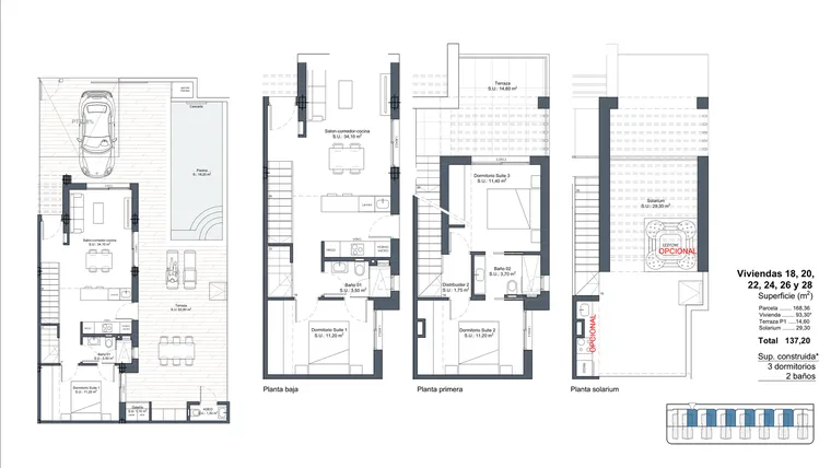 Rzut - Dom na sprzedaż 4 pokoje o powierzchni 137,2 m² - numer 18 w Dom szeregowy w Ciudad Quesada - 53178795