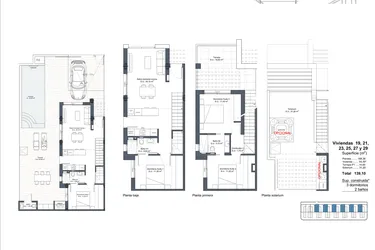 Rzut - Dom na sprzedaż 4 pokoje o powierzchni 139,1 m² - numer 23 w Dom szeregowy w Ciudad Quesada - 53178795