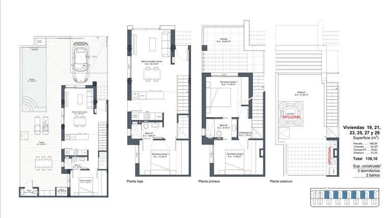Rzut - Dom na sprzedaż 4 pokoje o powierzchni 139,1 m² - numer 23 w Dom szeregowy w Ciudad Quesada - 53178795