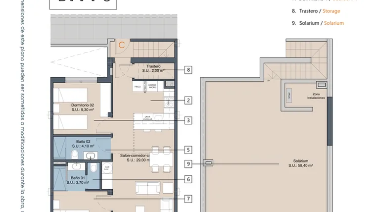 Rzut - Mieszkanie na sprzedaż 2 pokoje o powierzchni 64,6 m² - numer 1-P1-C w Apartamenty w Los Alcázares - 49717964