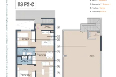 Rzut - Mieszkanie na sprzedaż 2 pokoje o powierzchni 64,6 m² - numer 2-P2-C w Apartamenty w Los Alcázares - 49717964