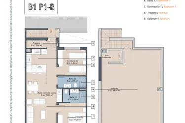 Rzut - Mieszkanie na sprzedaż 2 pokoje o powierzchni 65,6 m² - numer 1-1-B w Apartamenty w Los Alcázares - 49717964