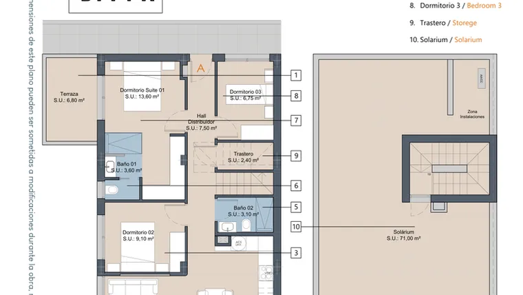 Rzut - Mieszkanie na sprzedaż 3 pokoje o powierzchni 83,1 m² - numer 1-1-A w Apartamenty w Los Alcázares - 49717964