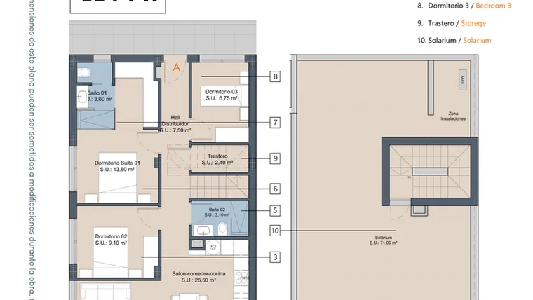 Rzut - Mieszkanie na sprzedaż 3 pokoje o powierzchni 83,1 m² - numer 2-1-A w Apartamenty w Los Alcázares - 49717964
