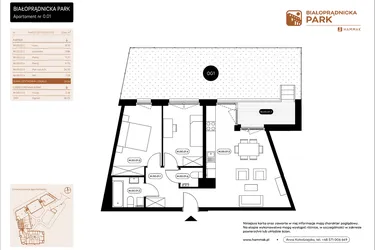 Rzut - Mieszkanie na sprzedaż 3 pokoje o powierzchni 59,13 m² - numer 0.01 w Białoprądnicka Park