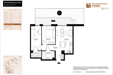 Rzut - Mieszkanie na sprzedaż 3 pokoje o powierzchni 55,72 m² - numer 0.07 w Białoprądnicka Park