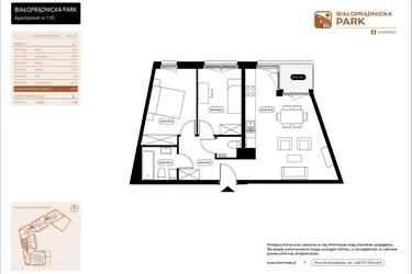 Rzut - Mieszkanie na sprzedaż 3 pokoje o powierzchni 59,11 m² - numer 1.10 w Białoprądnicka Park