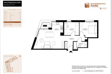Rzut - Mieszkanie na sprzedaż 3 pokoje o powierzchni 61,07 m² - numer 2.11 w Białoprądnicka Park