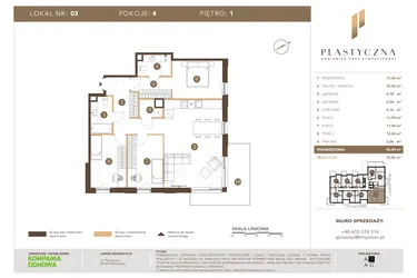 Rzut - Mieszkanie na sprzedaż 4 pokoje o powierzchni 96,43 m² - numer PK-LM-03 w Plastyczna Kamienica przy Sympatycznej
