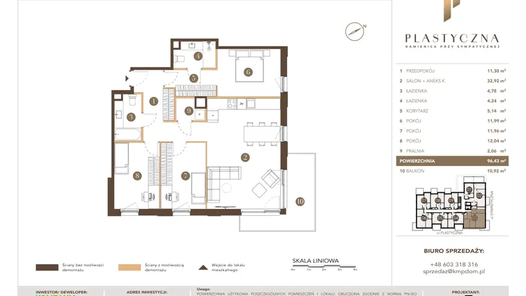 Rzut - Mieszkanie na sprzedaż 4 pokoje o powierzchni 96,43 m² - numer PK-LM-03 w Plastyczna Kamienica przy Sympatycznej