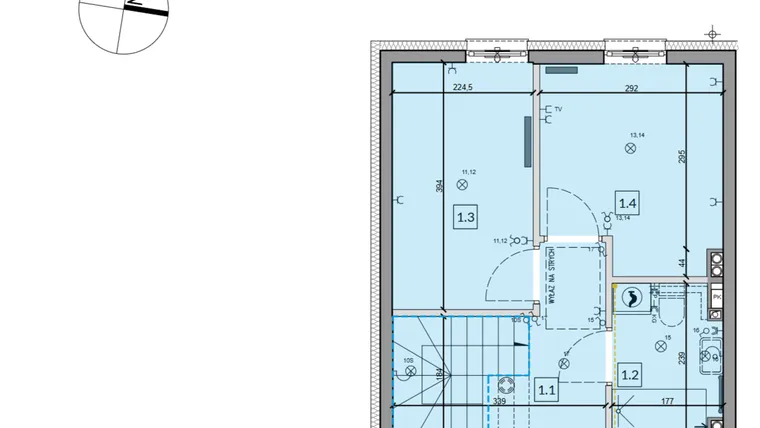 Rzut - Dom na sprzedaż 3 pokoje o powierzchni 59,42 m² - numer 2 w Zielone Ogrody etap II