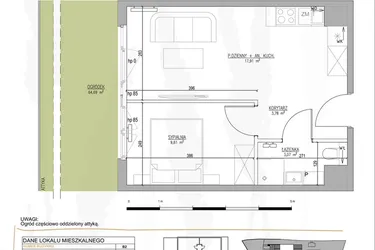 Rzut - Mieszkanie na sprzedaż 2 pokoje o powierzchni 34,37 m² - numer B2.M11 w Tres