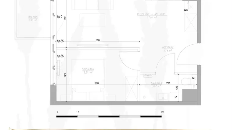 Rzut - Mieszkanie na sprzedaż 2 pokoje o powierzchni 34,37 m² - numer B2.M35 w Tres