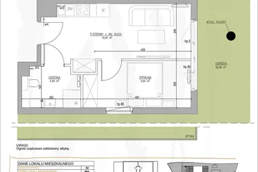 Rzut - Mieszkanie na sprzedaż 2 pokoje o powierzchni 31,06 m² - numer B2.M09 w Tres