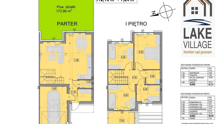 Rzut - Dom na sprzedaż 4 pokoje o powierzchni 112,15 m² - numer 20/1 w Lake Village etap V