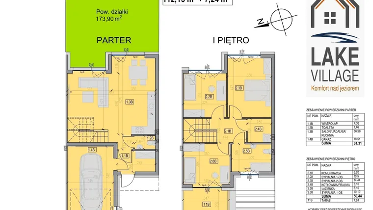 Rzut - Dom na sprzedaż 4 pokoje o powierzchni 112,15 m² - numer 24/1 w Lake Village etap V