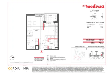 Rzut - Mieszkanie na sprzedaż 1 pokój o powierzchni 41,31 m² - numer A.008 w Modena II