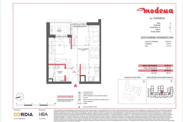 Rzut - Mieszkanie na sprzedaż 1 pokój o powierzchni 41,75 m² - numer A.122 w Modena II