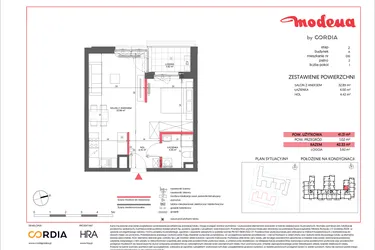 Rzut - Mieszkanie na sprzedaż 1 pokój o powierzchni 41,31 m² - numer A.016 w Modena II