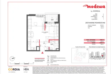 Rzut - Mieszkanie na sprzedaż 1 pokój o powierzchni 41,8 m² - numer A.032 w Modena II