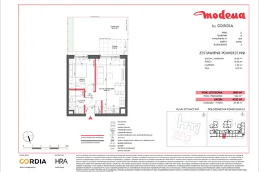 Rzut - Mieszkanie na sprzedaż 2 pokoje o powierzchni 38,61 m² - numer A.059 w Modena II