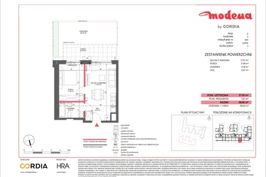 Rzut - Mieszkanie na sprzedaż 2 pokoje o powierzchni 37,5 m² - numer A.056 w Modena II