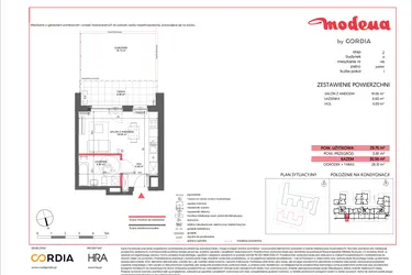 Rzut - Mieszkanie na sprzedaż 1 pokój o powierzchni 29,75 m² - numer A.146 w Modena II