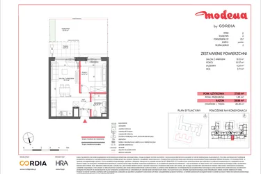 Rzut - Mieszkanie na sprzedaż 2 pokoje o powierzchni 37,65 m² - numer A.057 w Modena II