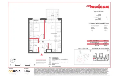 Rzut - Mieszkanie na sprzedaż 2 pokoje o powierzchni 40,51 m² - numer A.150 w Modena II