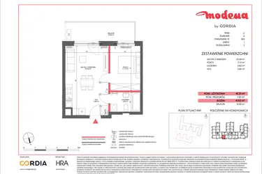 Rzut - Mieszkanie na sprzedaż 2 pokoje o powierzchni 40,31 m² - numer A.069 w Modena II