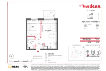 Rzut - Mieszkanie na sprzedaż 2 pokoje o powierzchni 39,64 m² - numer A.148 w Modena II