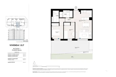 Rzut - Mieszkanie na sprzedaż 2 pokoje o powierzchni 95,81 m² - numer 1.0.7 w Apartamenty w La Vila Joiosa - 28003245