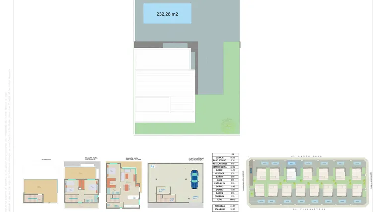 Rzut - Dom na sprzedaż 3 pokoje o powierzchni 232,26 m² - numer 3 w Dom w Pilar de la Horadada - 79845964