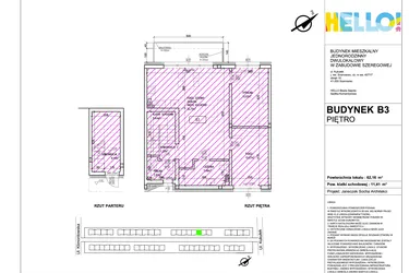 Rzut - Mieszkanie na sprzedaż 3 pokoje o powierzchni 62,16 m² - numer B3.2 w HELLO! KUKUŁKI bud. B