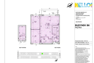 Rzut - Mieszkanie na sprzedaż 3 pokoje o powierzchni 62,16 m² - numer B6.2 w HELLO! KUKUŁKI bud. B
